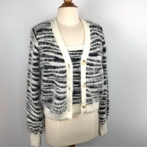 Animal Print 2 piece Cardigan Sweater Set